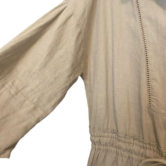 Zara Romper Jumper Sz M Linen Blend Oversized Minimalist Travel Clean Girl - Picture 5 of 8